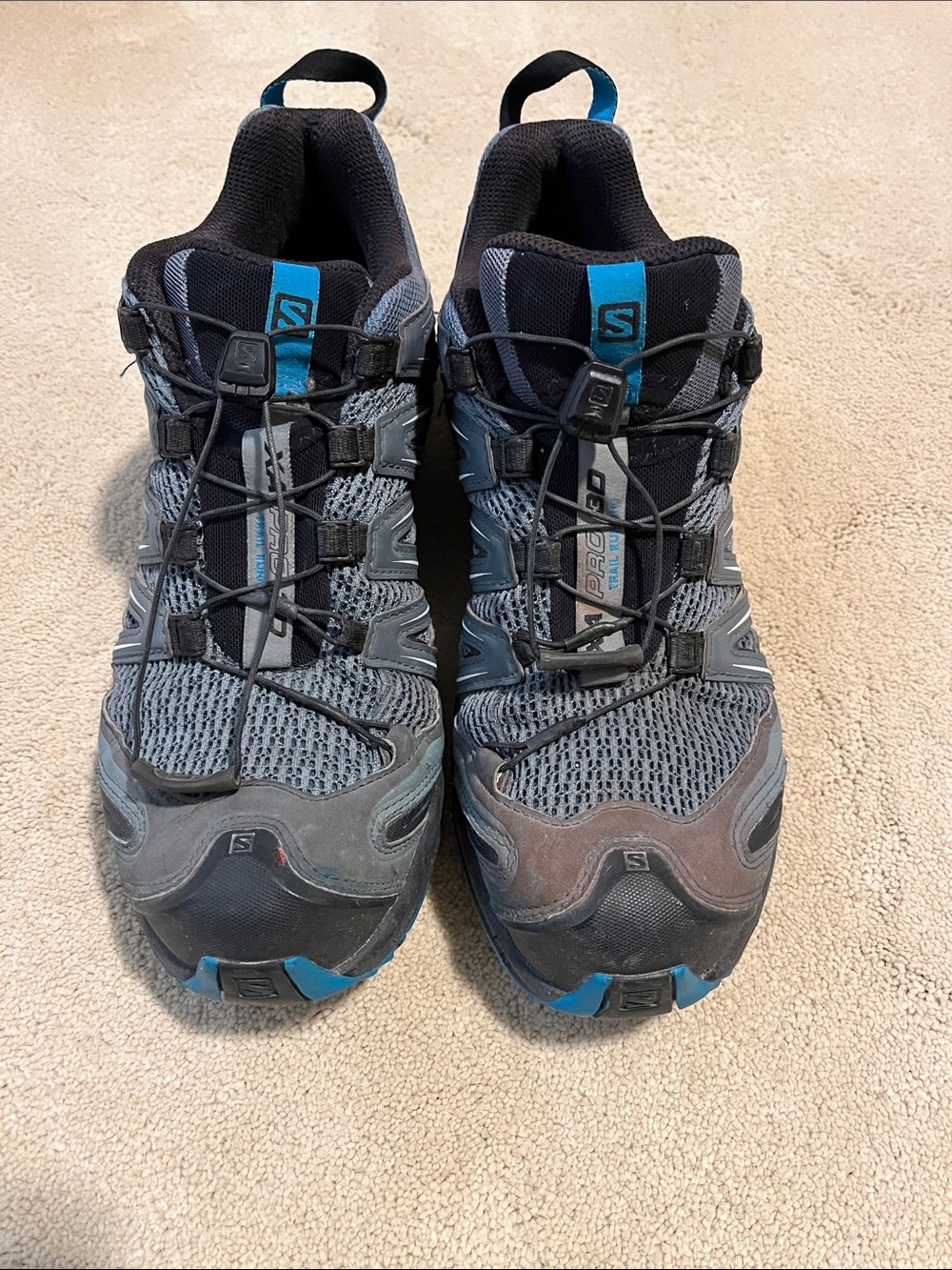 Salomon XA Pro 3D Gray and Blue Trail Running Shoes - size 10